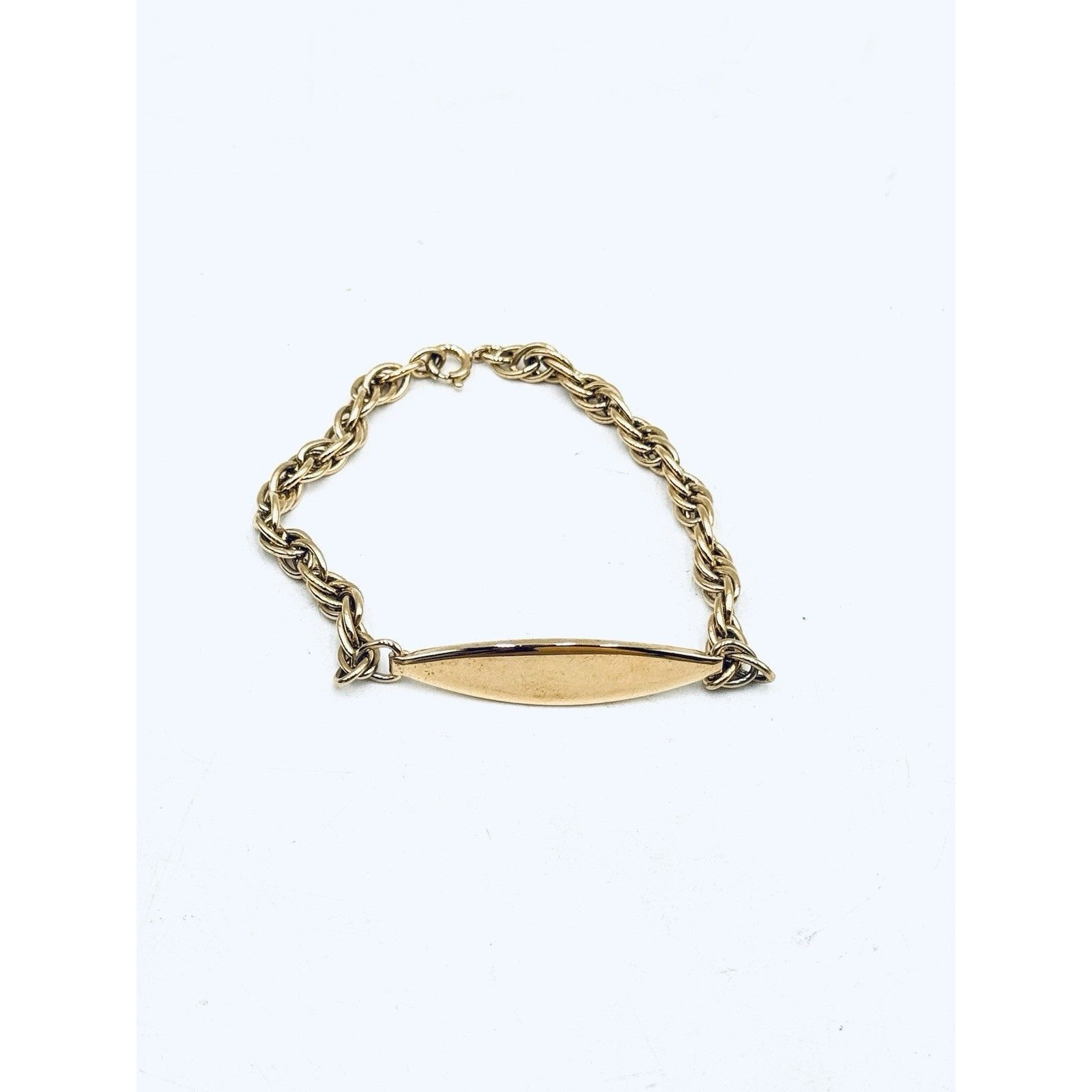 Vintage Speidel Gold Tone Blank Id Chain Bracelet Made In USA Engravable 18$